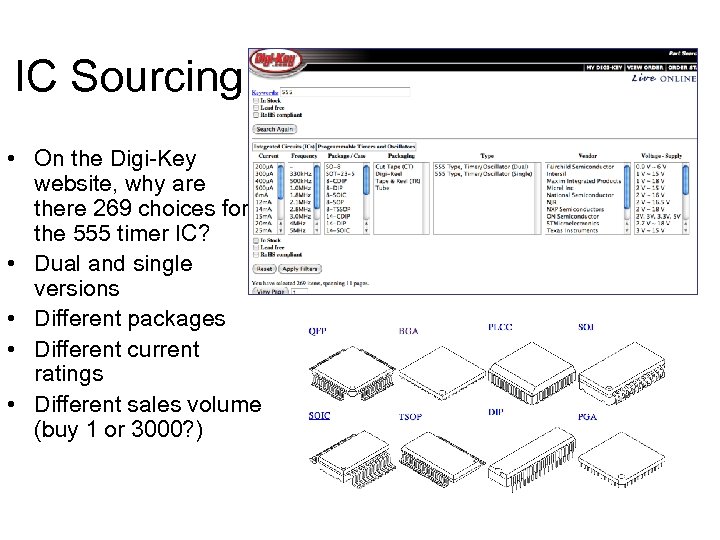IC Sourcing • On the Digi-Key website, why are there 269 choices for the
