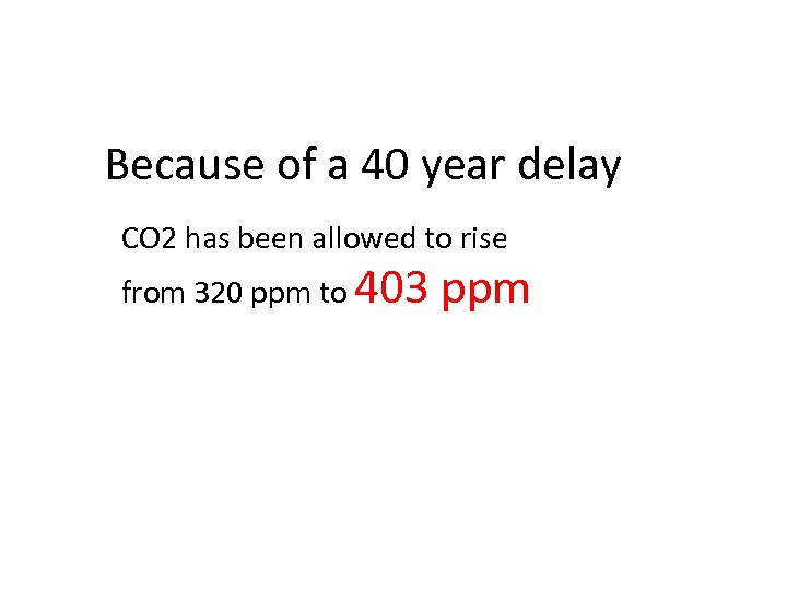 Because of a 40 year delay CO 2 has been allowed to rise from