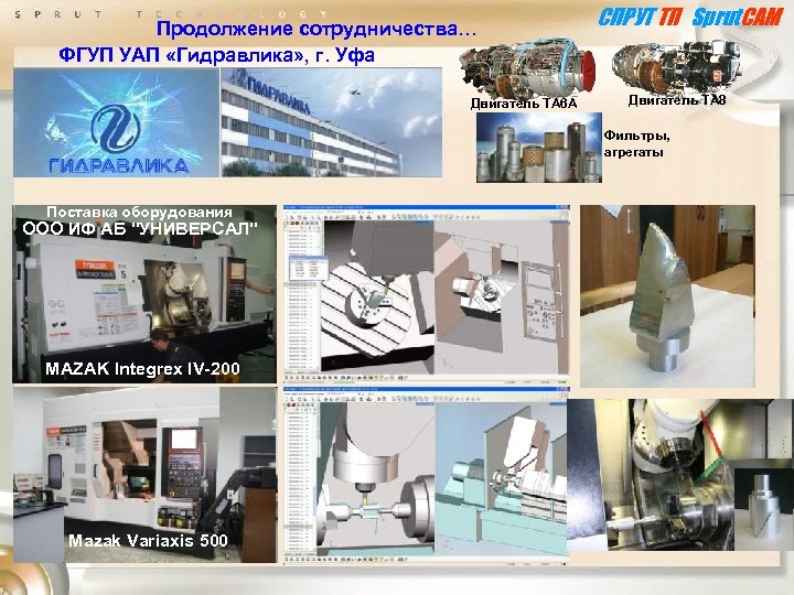 Продолжение сотрудничества… ФГУП УАП «Гидравлика» , г. Уфа Двигатель ТА 6 А СПРУТ ТП