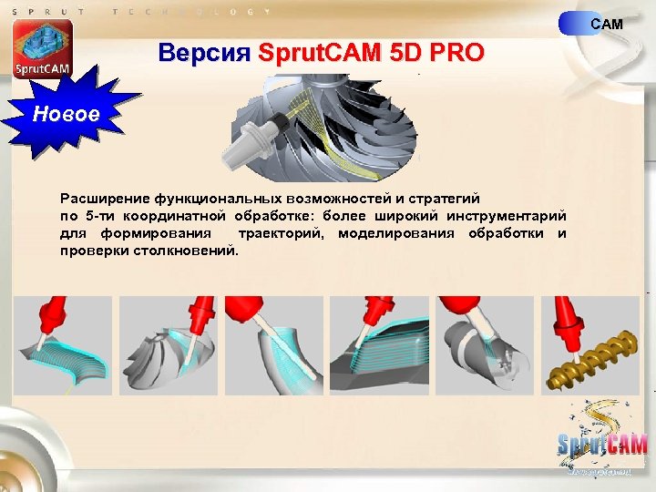 CAM Версия Sprut. CAM 5 D PRO Новое Расширение функциональных возможностей и стратегий по