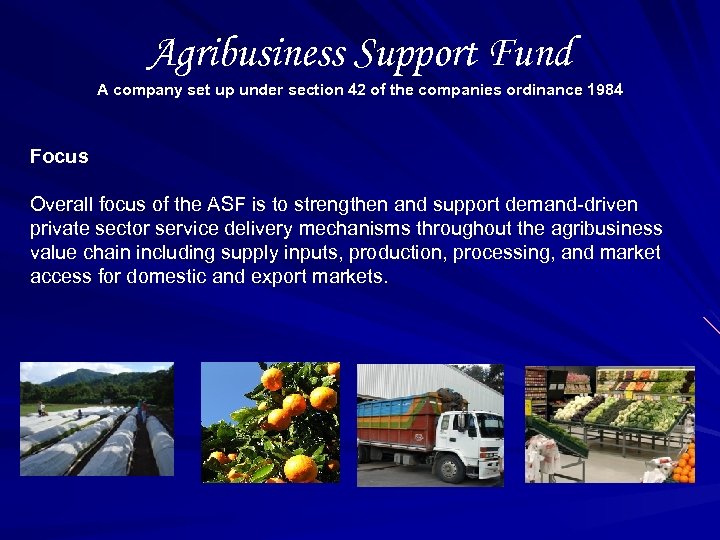 Agribusiness Support Fund A company set up under section 42 of the companies ordinance