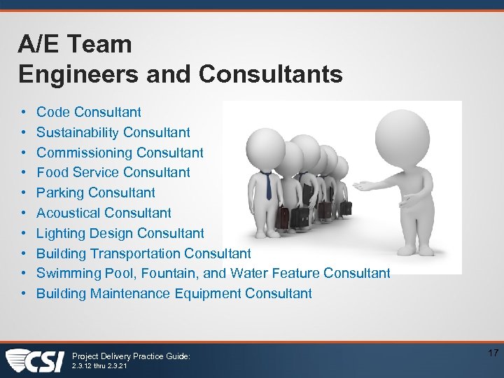 A/E Team Engineers and Consultants • • • Code Consultant Sustainability Consultant Commissioning Consultant