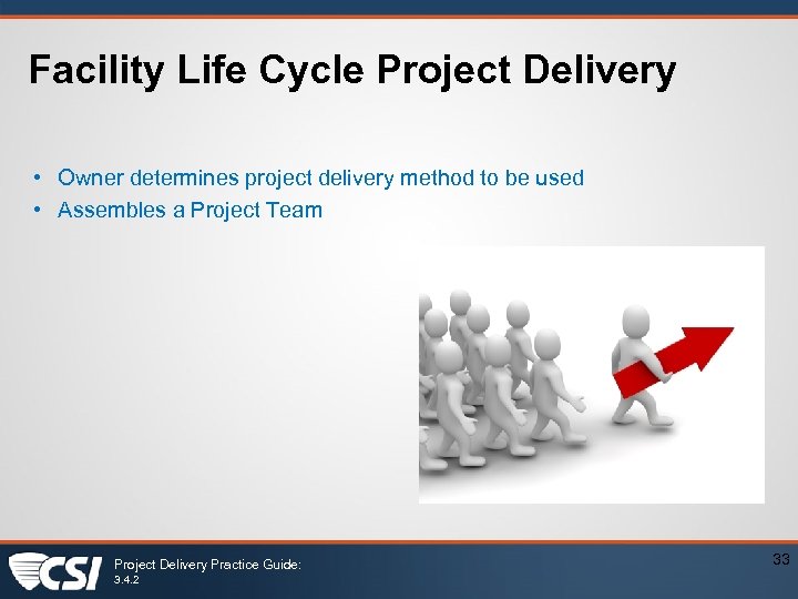 Facility Life Cycle Project Delivery • Owner determines project delivery method to be used