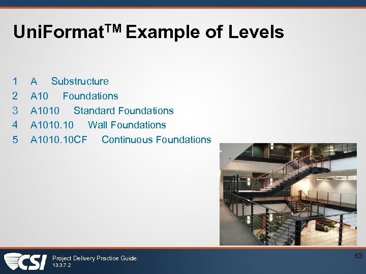Uni. Format. TM Example of Levels 1 2 3 4 5 A Substructure A