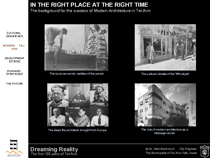 IN THE RIGHT PLACE AT THE RIGHT TIME The background for the success of