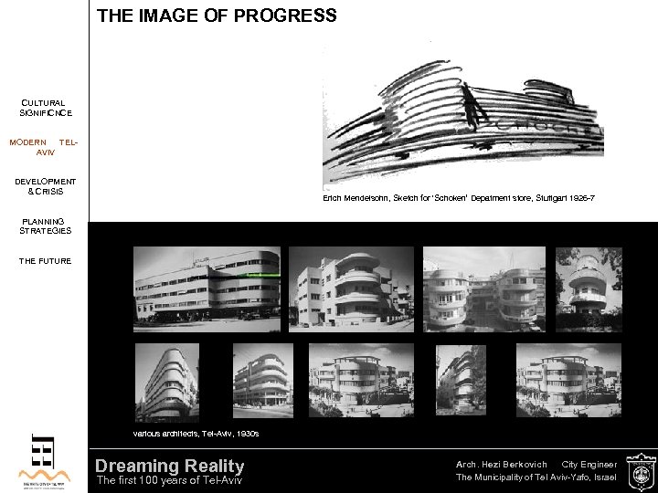 THE IMAGE OF PROGRESS CULTURAL SIGNIFICNCE MODERN TELAVIV DEVELOPMENT & CRISIS Erich Mendelsohn, Sketch