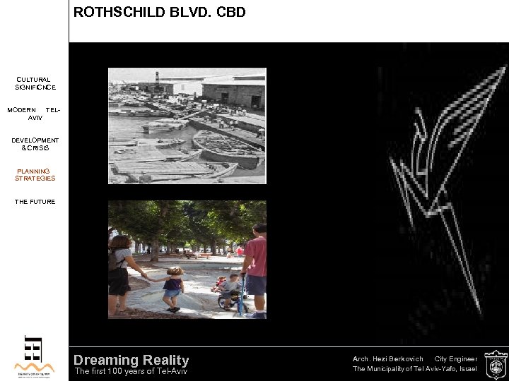 ROTHSCHILD BLVD. CBD CULTURAL SIGNIFICNCE MODERN TELAVIV DEVELOPMENT & CRISIS PLANNING STRATEGIES THE FUTURE