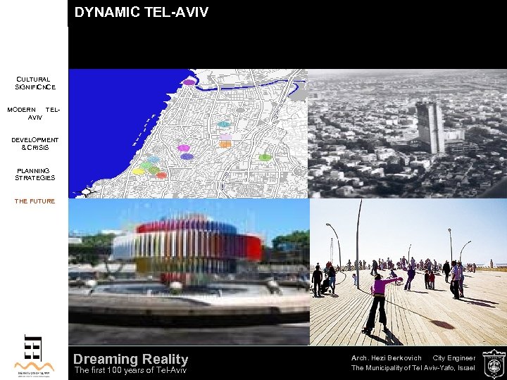 DYNAMIC TEL-AVIV CULTURAL SIGNIFICNCE MODERN TELAVIV DEVELOPMENT & CRISIS PLANNING STRATEGIES THE FUTURE Areas