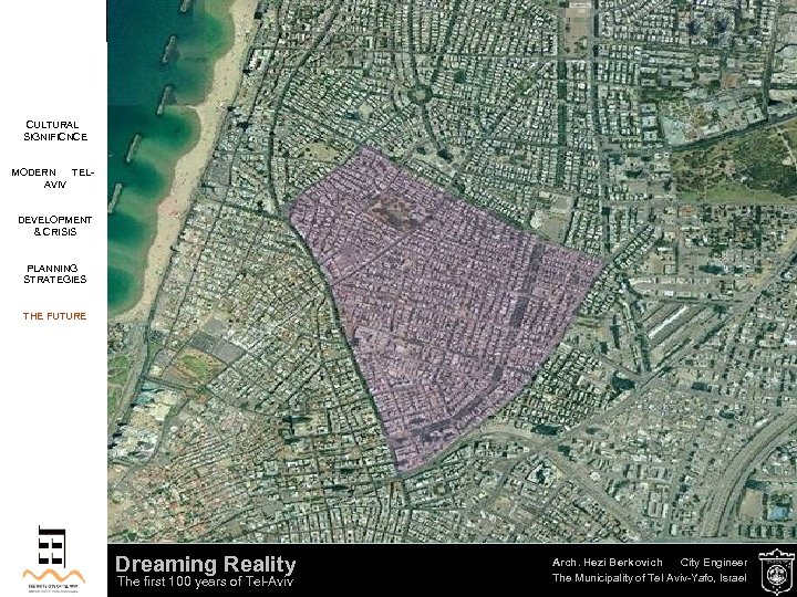 CULTURAL SIGNIFICNCE MODERN TELAVIV DEVELOPMENT & CRISIS PLANNING STRATEGIES THE FUTURE Urban linear parks