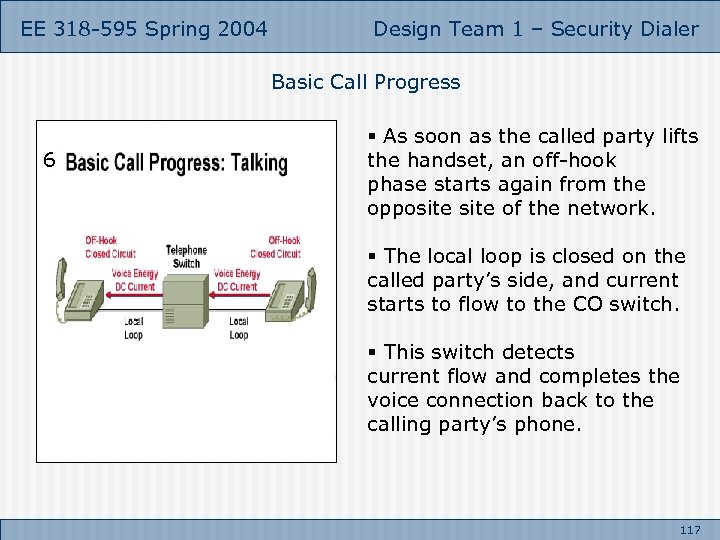 EE 318 -595 Spring 2004 Design Team 1 – Security Dialer Basic Call Progress