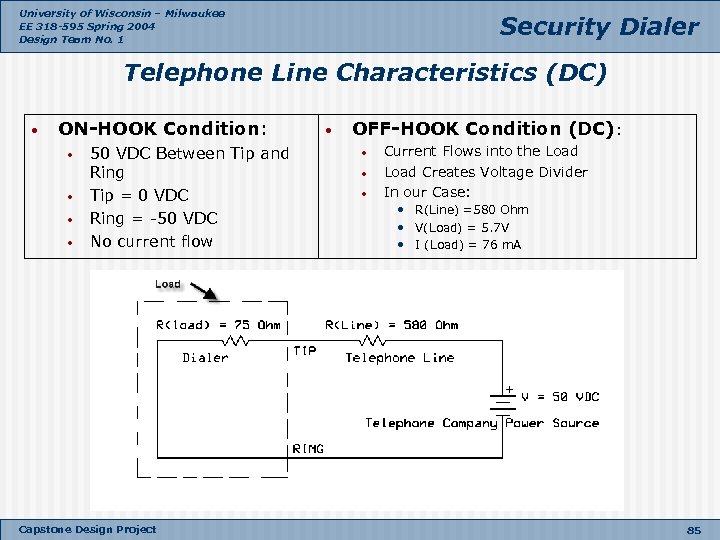 University of Wisconsin – Milwaukee EE 318 -595 Spring 2004 Design Team No. 1