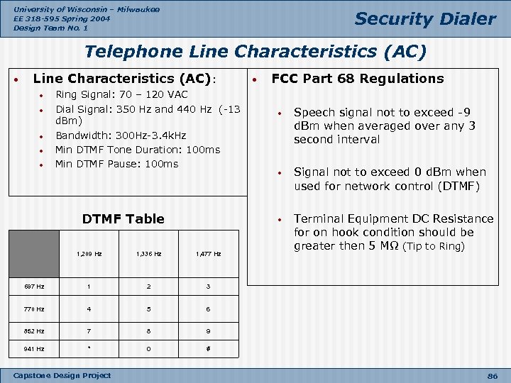 University of Wisconsin – Milwaukee EE 318 -595 Spring 2004 Design Team No. 1