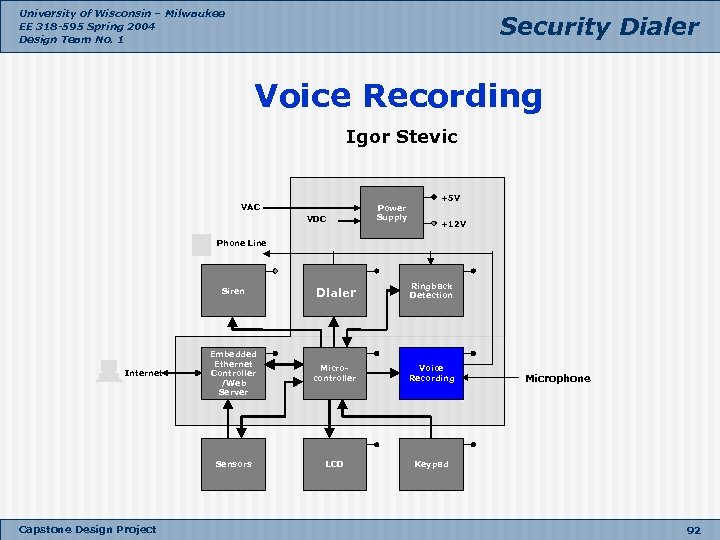 University of Wisconsin – Milwaukee EE 318 -595 Spring 2004 Design Team No. 1