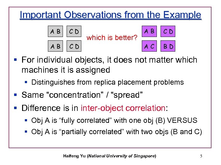 Important Observations from the Example AB CD which is better? AB CD AC BD