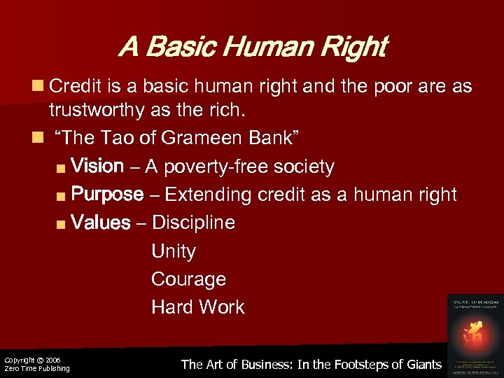 A Basic Human Right n Credit is a basic human right and the poor