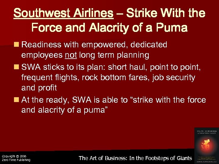 Southwest Airlines – Strike With the Force and Alacrity of a Puma n Readiness