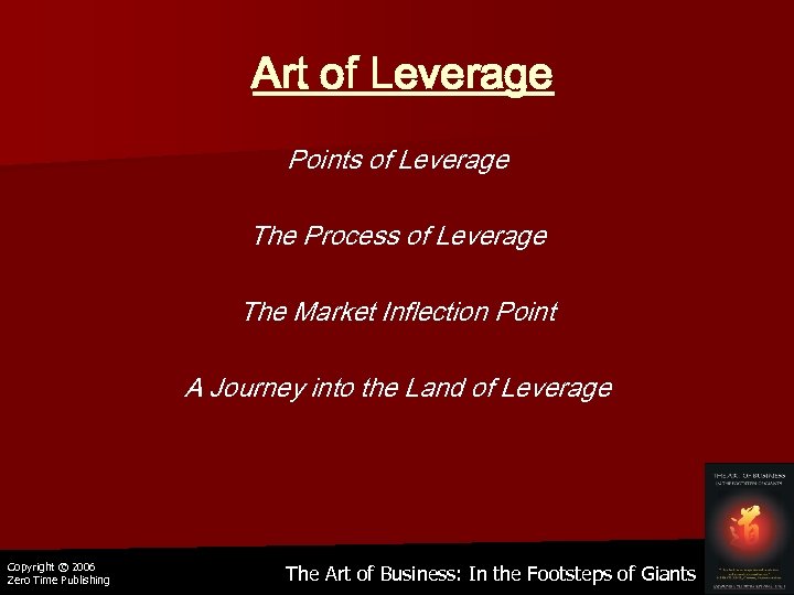 Art of Leverage Points of Leverage The Process of Leverage The Market Inflection Point
