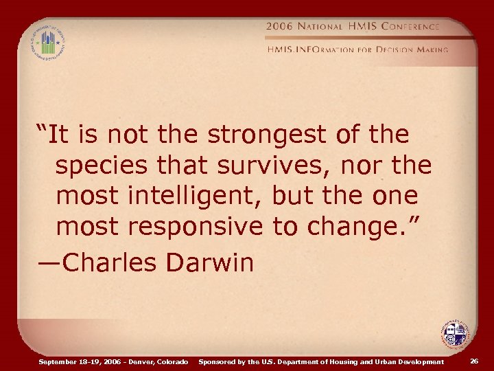 “It is not the strongest of the species that survives, nor the most intelligent,