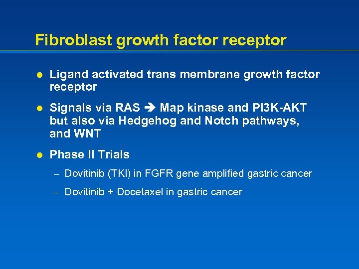 Fibroblast growth factor receptor l Ligand activated trans membrane growth factor receptor l Signals