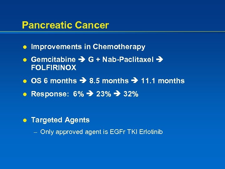 Pancreatic Cancer l Improvements in Chemotherapy l Gemcitabine G + Nab-Paclitaxel FOLFIRINOX l OS