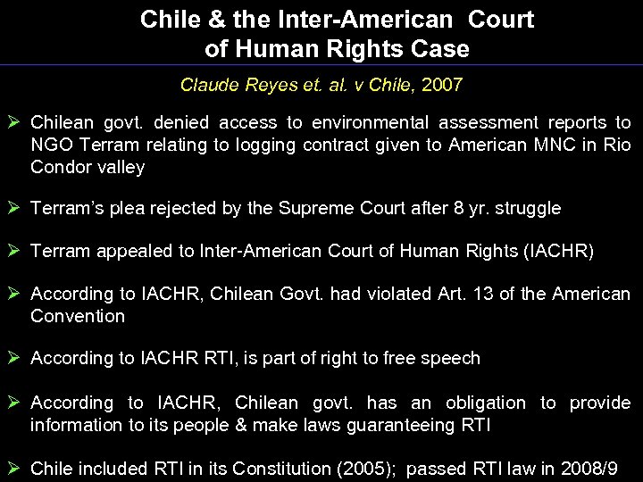 Chile & the Inter-American Court of Human Rights Case Claude Reyes et. al. v