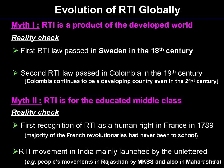 Evolution of RTI Globally Myth I : RTI is a product of the developed