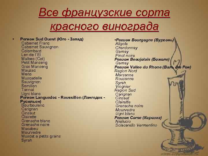 Все французские сорта красного винограда • Регион Sud Ouest (Юго - Запад) Cabernet Franc