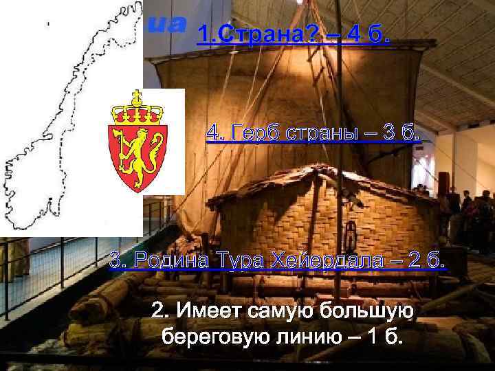 1. Страна? – 4 б. 4. Герб страны – 3 б. 3. Родина Тура