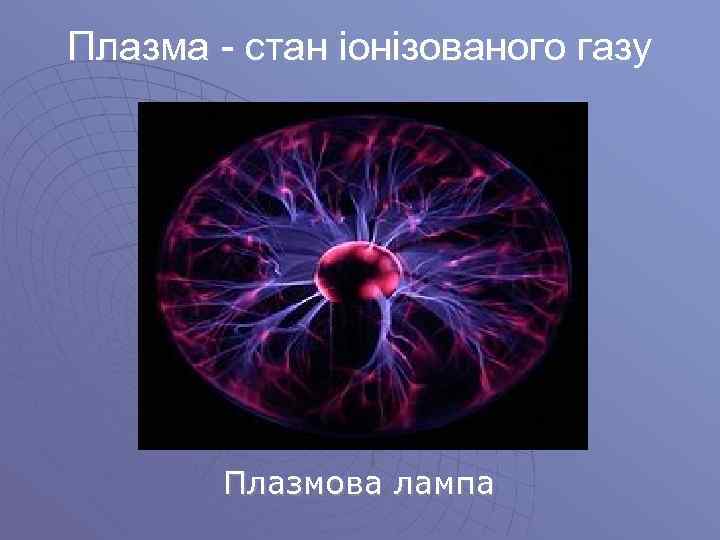 Плазма - стан іонізованого газу Плазмова лампа 