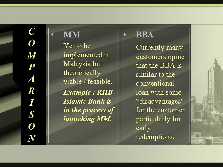 C O M P A R I S O N • MM Yet to