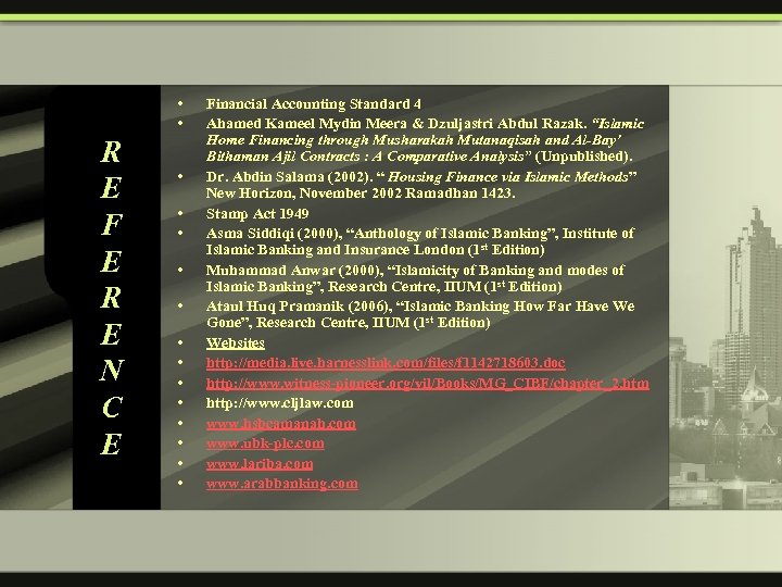  • • R E F E R E N C E • •