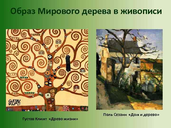 Образ Мирового дерева в живописи Густав Климт «Древо жизни» Поль Сезанн «Дом и дерево»