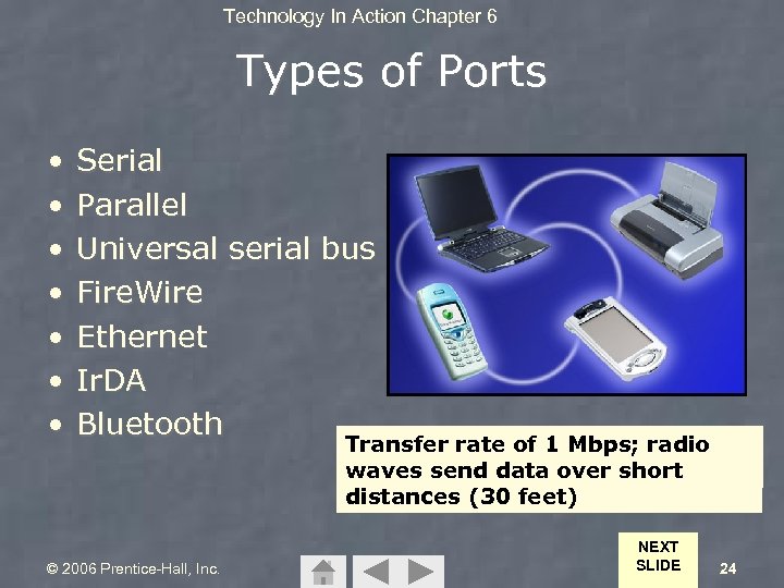 Technology In Action Chapter 6 Types of Ports • • Serial Parallel Universal serial