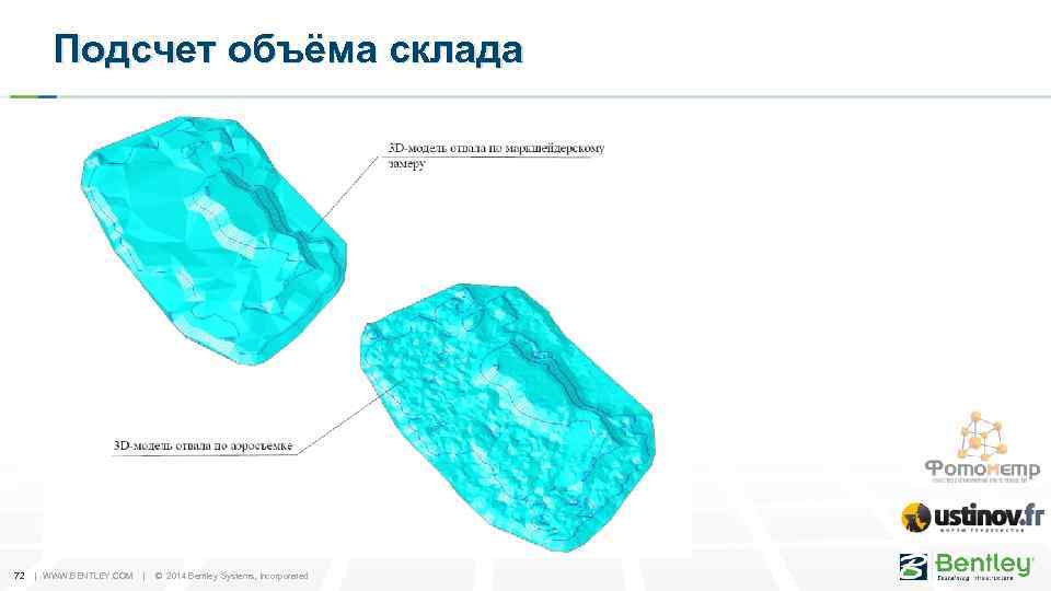 Подсчет объёма склада 72 | WWW. BENTLEY. COM | © 2014 Bentley Systems, Incorporated