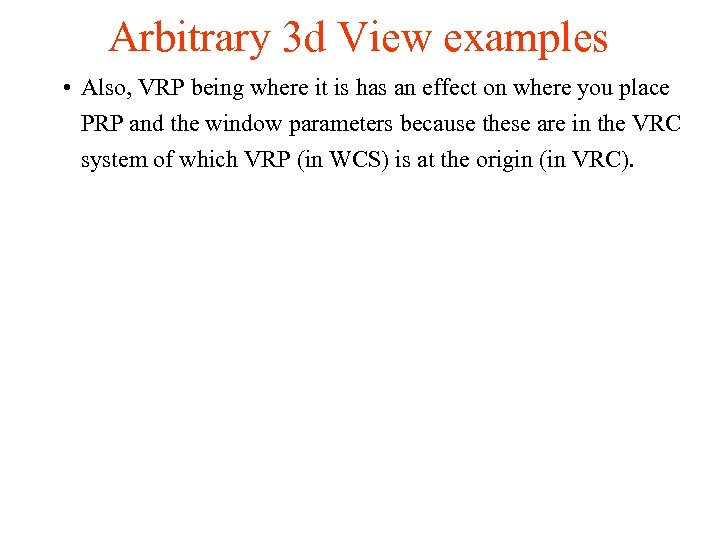 Arbitrary 3 d View examples • Also, VRP being where it is has an