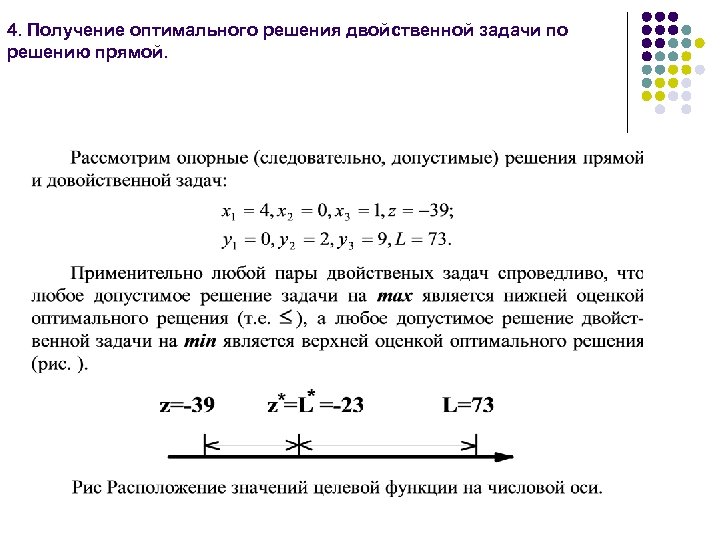 4. Получение оптимального решения двойственной задачи по решению прямой. 