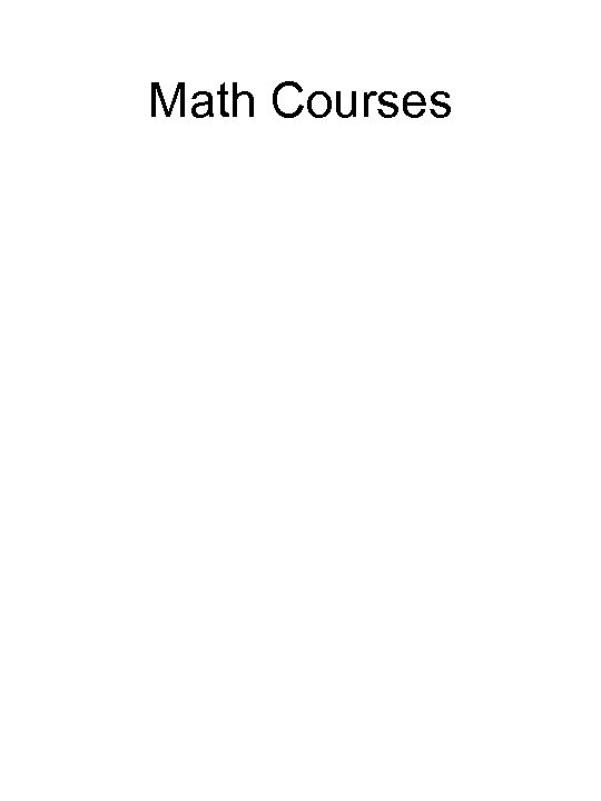 Math Courses 