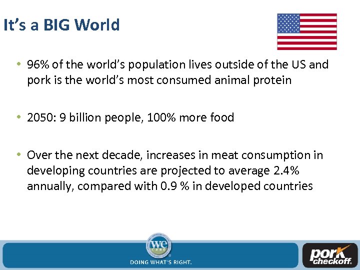 It’s a BIG World • 96% of the world’s population lives outside of the