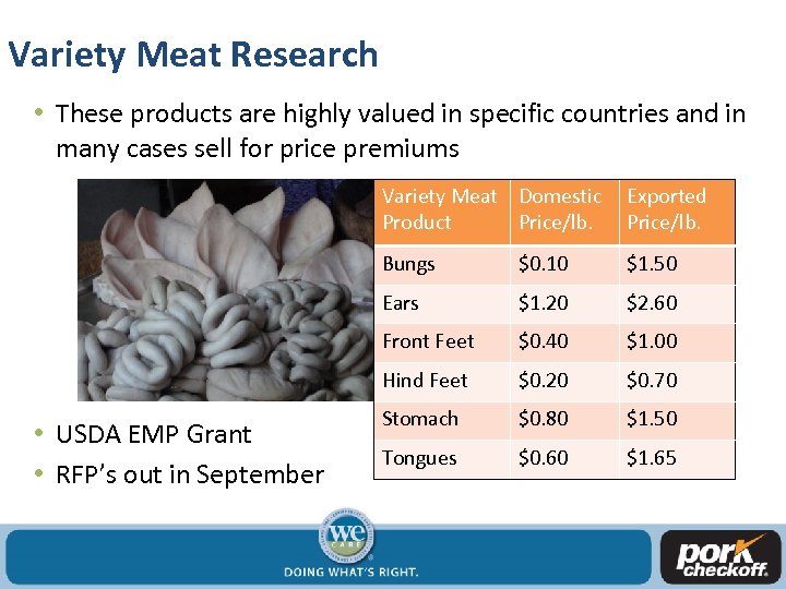 Variety Meat Research • These products are highly valued in specific countries and in