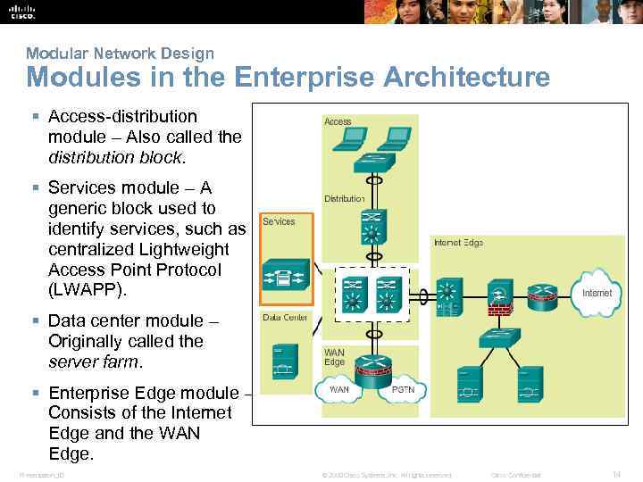 Modular Network Design Modules in the Enterprise Architecture § Access-distribution module – Also called