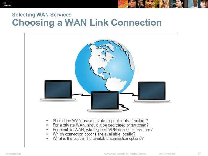 Selecting WAN Services Choosing a WAN Link Connection Presentation_ID © 2008 Cisco Systems, Inc.