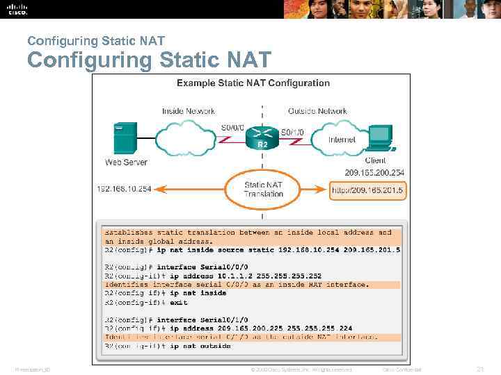 Configuring Static NAT Presentation_ID © 2008 Cisco Systems, Inc. All rights reserved. Cisco Confidential