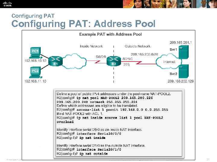 Configuring PAT: Address Pool Presentation_ID © 2008 Cisco Systems, Inc. All rights reserved. Cisco