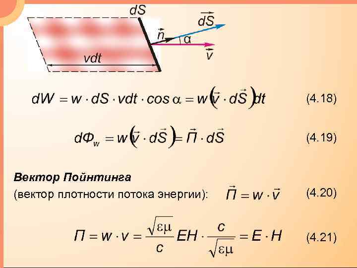 (4. 18) (4. 19) Вектор Пойнтинга (вектор плотности потока энергии): (4. 20) (4. 21)