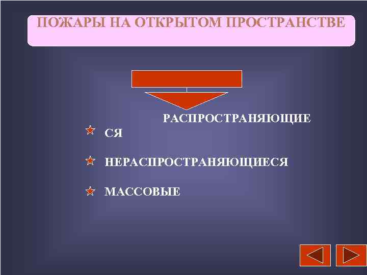 ПОЖАРЫ НА ОТКРЫТОМ ПРОСТРАНСТВЕ РАСПРОСТРАНЯЮЩИЕ СЯ НЕРАСПРОСТРАНЯЮЩИЕСЯ МАССОВЫЕ 
