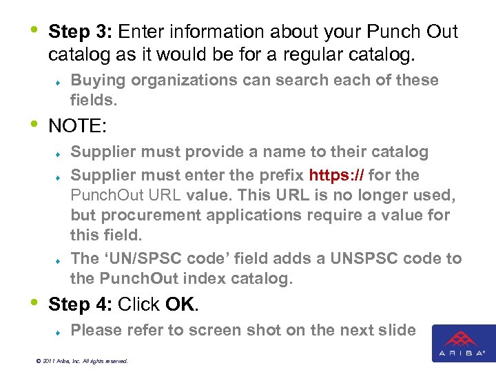  • Step 3: Enter information about your Punch Out catalog as it would