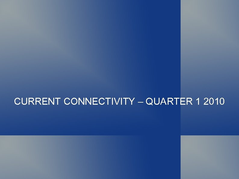 CURRENT CONNECTIVITY – QUARTER 1 2010 