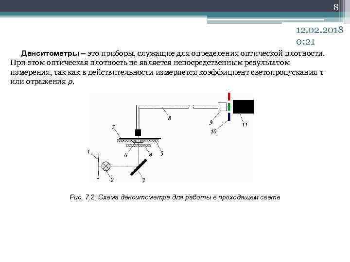 8 12. 02. 2018 0: 21 Денситометры – это приборы, служащие для определения оптической