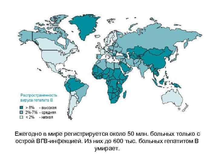 Ежегодно в мире регистрируется около 50 млн. больных только с острой ВГВ-инфекцией. Из них