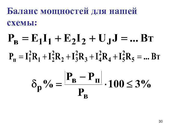 Схема баланса энергии